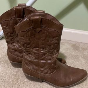 Brown mid calf boots